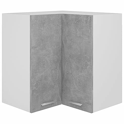 Gecheer Wall Cabinet, Corner Cabinet, Kitchen Storage Cupboard, Hanging Bathroom Cabinet, Floating Home Organizer Unit with Doors and Shelves Concrete Grey 57x57x60 cm Engineered Wood