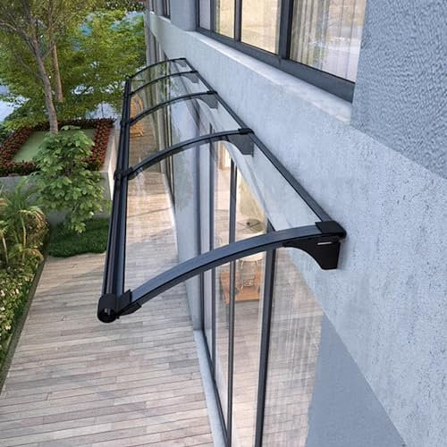 Zlovne Auvent Fenêtre Incurvé,Auvent de Porte d'Entrée,Toit Marquise en Polycarbonate Porte Résistante Toit Abri Protection,Support en Aluminium Charge Maximale 300kg,Magasin Abri (100x100cm/39 x39)