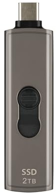 Transcend ESD330C 2TB Portable SSD, Retractable USB-C Connector, 10Gbps External SSD, Up to 1050MB/s, Capless Design for iPhone 15/16/17, MacBook, iPad & Android TS2TESD330C