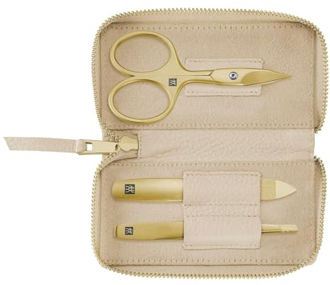 ZWILLING Manikyrset (3-delat, etui i äkta läder, reseset, med kombinerad nagelsax), Premium, Gold Edition