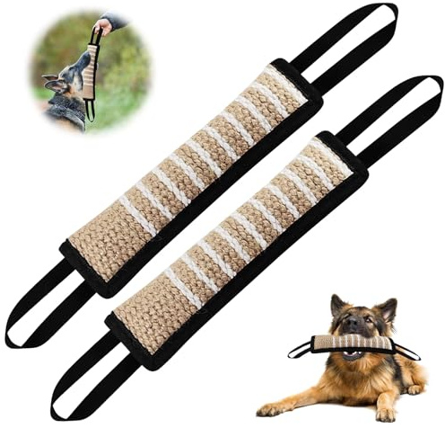 Tandningskorv för Hundar, 2-pack 30 cm Jute Beteskorv, Hund Beteskorv med 2 Handtag, Mycket Robusta Beteskorv för Hundar, Hundträningsaccessoarer, Dragleksak för Hund för Träning (Svart)