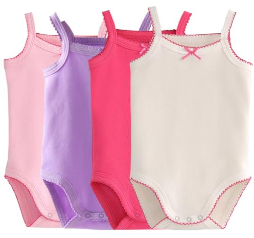 Unisex-Baby Sleeveless Onsies Tank Top Cotton Baby Bodysuit 4-Pack Cardigan Onsies Infants