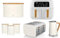 Swan Nordic White 1.7L Kettle, 4 Slice Toaster, 8L Dual Basket Air Fryer, Bread Bin & Canisters Set. Scandinavian Minimalist Kitchen Design Matching Set in White with Wood Effect Accents