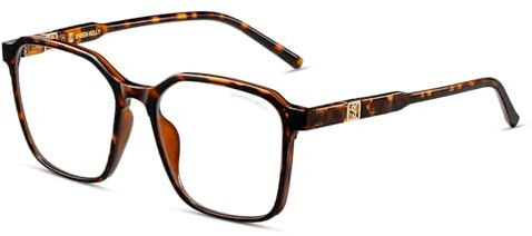 SHEEN KELLY Lunettes de soleil rétro TR90 anti-lumière bleue pour homme et femme, verres carrés CR39 transparents, style années 80/90