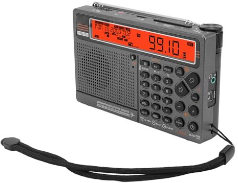 Multiband Radio SW FM MW Air V.UHF WB Banda de Frecuencia Radio Digital con Función de Emergencia para Actividades Al Aire Libre (Naranja)