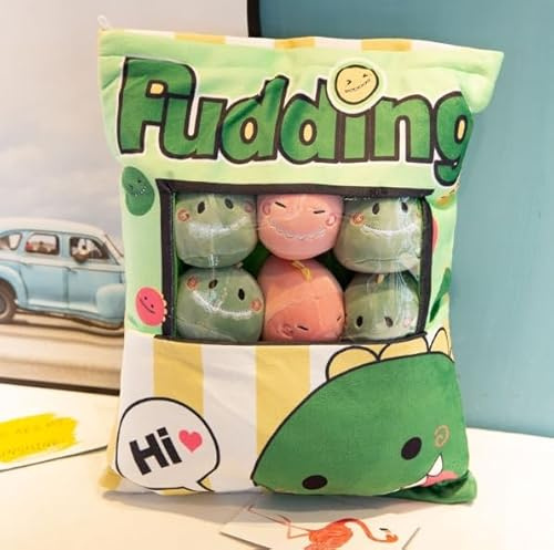 HENGBIRD Oreiller Pudding, Jouet pour Chat Enfants Oreiller Cat Kawaii Oreillers en Peluche Pillow Mignon Trucs pour Enfants Peluches Mignonnes Snack Doux Oreillers en Peluche (Dinosaure)