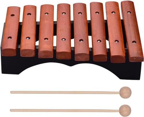 Glockenspiel, 8 noter xylofon musikinstrument Glockenspiel träxylofon inkluderar 2 träklubbor för barn(B)