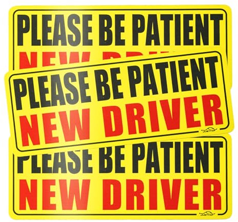 JUSTTOP New Driver Magnet for Car, Please Be Patient Student Driver, 3Pcs New Driver Magnet Safety Warning Magnetic Reflective Rookie Driver Bumper Sticker,Car Exterior Accessories