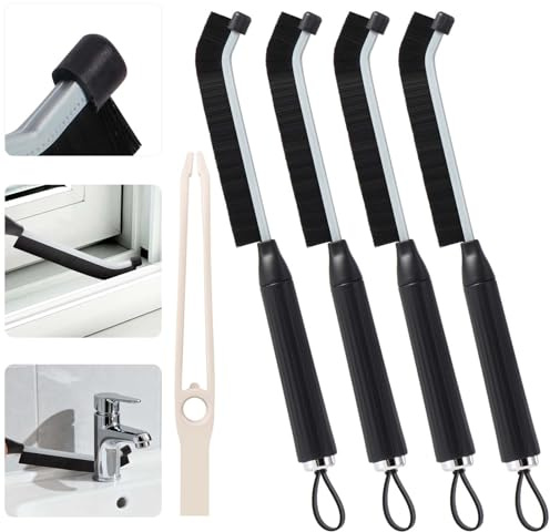 Blendura Cepillo Limpiar Juntas 4 Piezas, Cepillos de Limpieza de Grietas Ultra Finos de 3 mm con Mango Ergonómico Cepillos Rendijas Hogar Limpieza para Limpia Railes Ventanas, Cocina, Baño y Juntas