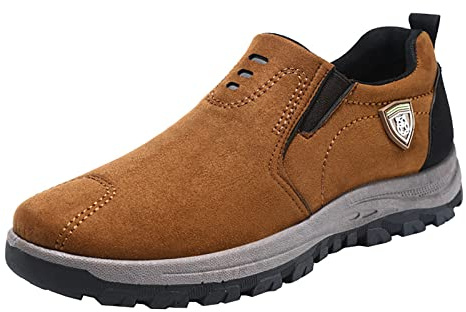 Scarpe Uomo Senza Lacci Invernali, Senza Lacci Pianta Larga Loafer e Mocassini Scarpe da Camminata Escursionismo Trekking Antiscivolo Casual in Pelle Slip-on Sneakers