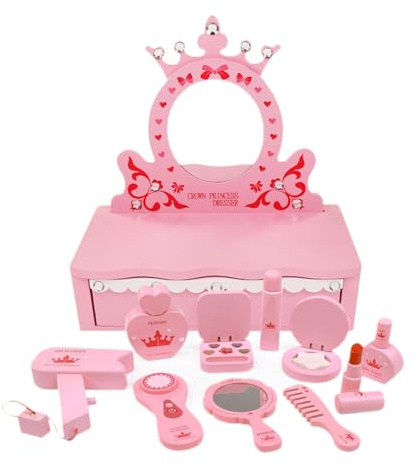 Fenteer Coiffeuse pour Enfants, Jouet en Bois, Table de Maquillage pour Filles de 2 à 5 Ans