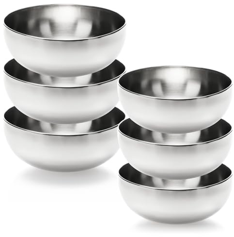 com-four® 6x Cuencos para Ensalada de Acero Inoxidable, set 20 cm y 24 cm, recipientes cocina para mezclar, servir o decorar