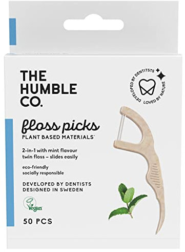 Humble Natural Dental Floss Picks - Flossers - Zahnseidensticks - 2 x 50er Pack
