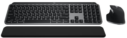 Logitech MX Keys S Combo for Mac, Clavier et Souris sans Fil, Repose-Poignets, Clavier rétroéclairé, défilement Rapide, Bluetooth USB-C pour MacBook Pro, Macbook Air, iMac, iPad, AZERTY FR - Gris