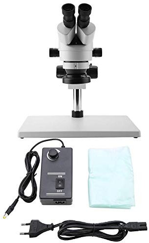 Mikroskop, Fydun Trinokulares Stereomikroskop 7X-45X Binokulares Stereozoom-Mikroskop WF10X/20 Okulare 100-240VAC(EU-Stecker)