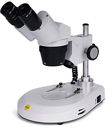 Swift S306S-20-2L Binocular Stereo Microscope, 20X/40X/80X Magnification, 360° Rotatable Forward-Mounted Head, Wide-Field 10X/20X Eyepieces, Upper & Lower LED Lights, Reversible Stage Plate