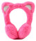 Kinder Ohrenwärmer Winter aus Weichem Plüsch Mädchen Wärmendes Ohrenschützer mit Süße KatzeÖhrche (Rosa Rot Katze)