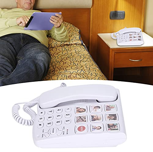 Fast telefon med Big Picture knapp för seniorer med demens, LD.-858HF fast telefon med förstärkt fotominne för äldre