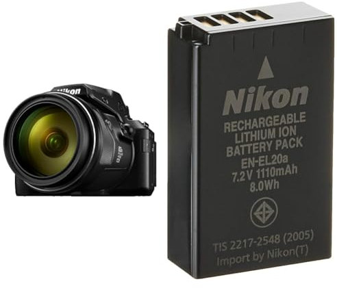 Nikon Coolpix P950 - Camara Compacta de 16 MP, Color Negro & EN-EL20a - Batería/Pila Recargable (1110 mAh, Cámara Digital, Iones de Litio) Negro