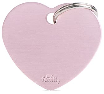 My Family Placa de Identificación Personalizada Para Perro Made in Italy, Corazón grande, Placa con Grabado Gratuito, Colección Basic, 37x32 mm
