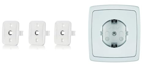 reer WinLock Fenster- und Balkontürsicherung Vorteilspack, vom Schwäbischen Kinder-Sicherheits-Experten, Weiß &, SteckdosenSchutz schraubbar das Original vom Erfinder, weiß, 20 Stück (1er Pack)