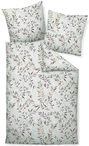 Janine Bettwäsche 135x200cm + 80x80cm Davos - weicher Bettbezug aus Feinbiber - mit Reißverschluss - 100% Baumwolle - Öko-Tex - rubinwein opalgrau