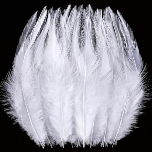 Holmgren White Feathers Bulk for Crafting, Wedding Decor, 200pcs 5-7inch