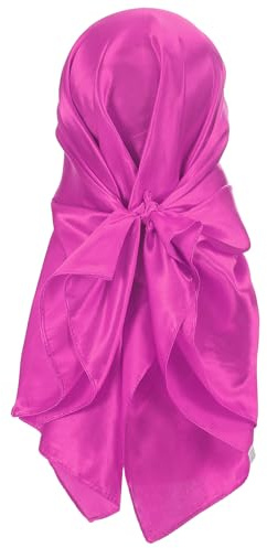 PATIKIL Pañuelo de Cabeza de Satén de 35 Pulgadas, Pañuelo Cuadrado Grande con Sensación de Seda para Bandanas para el Cabello, Envolturas para Dormir para Mujeres, Fucsia