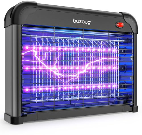 Buzbug LED Fly Zapper Indoor,10 Years Lifespan 3 Lamps Enhance Insect Attraction, 3800V High-Voltage, Fruit Fly Mosquito Moth Gnat Zapper, Catcher, Killer, Trap -MA009 (All Black)