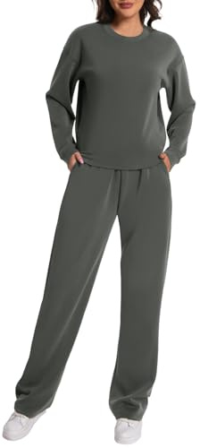 Rolcoassuns Women Modal Lounge Set 2 Pezzi Abiti Autunnali Felpa Oversize Pantaloni a Gamba Larga con Tasche