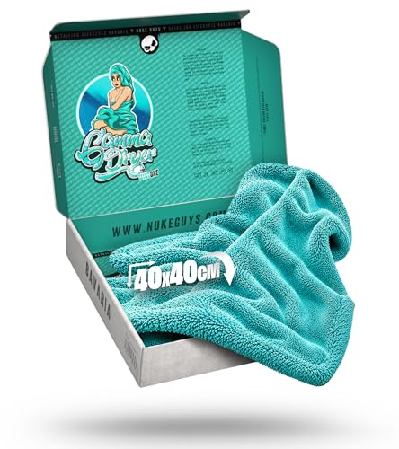Nuke Guys, panno asciugante per auto estremamente assorbente e delicato sulla vernice | Gamma Dryer S 40x40cm Menta | Panno in microfibra 1400 GSM per asciugare efficacemente dopo il lavaggio