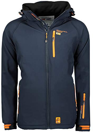 Geographical Norway Ritchoneama Men - Giacca softshell con cappuccio da uomo impermeabile, giacca da esterno, antivento, tattica, resistente, escursionismo, sci, autunno, inverno, primavera (marina S
