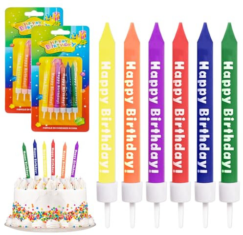 12 Stück Geburtstagskerzen Kinder Regenbogen Kerzen Geburtstag Tortenkerzen Birthday Candles Happy Birthday Kerzen für Torte Geburtstag Party Weihnachten