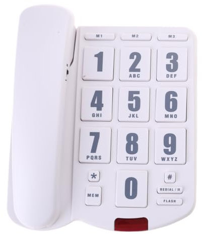 Greabuy Stor knapp fast telefon skrivbord telefon hög ringsignal fast hemtelefon för äldre och synskadade