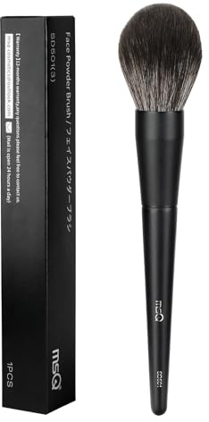 MSQ 1 pennello Kabuki Ultra Plush Polvere Make up pennello per il fissaggio di cipria, coprente, grande viso, setole sintetiche vegane senza esperimenti sugli animali (nero spazzola a polvere)