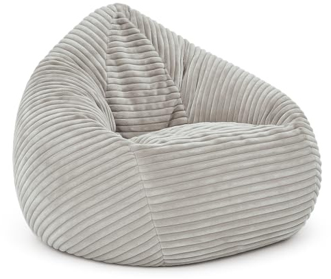 PATCH HOME Cordino Drop sittsäck av brett cord – golvmatta med EPS-fyllning – bekväm loungefåtölj för vuxna och barn – 2 storlekar – snygg manchestersittsäck med dragkedja (grå, XL)