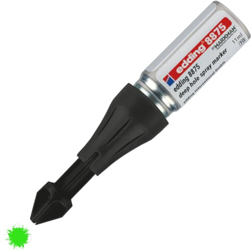 Edding 8875 Marxman - Marxman - Pennarello a spruzzo - 1 pennarello - verde fluorescente - marcatura di fori - fino a 100 mm di profondità - vernice a gesso fluorescente