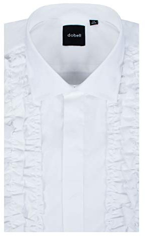 Dobell Mens White Dress Shirt Regular Fit Ruffle Front-16.5