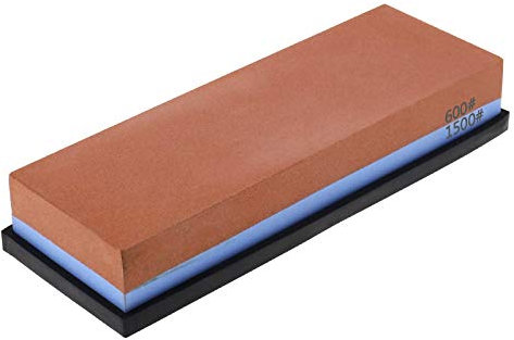 BIYM Pierre à Aiguiser Domestique Double Face en Corindon 600/1500 avec Tapis Antidérapant
