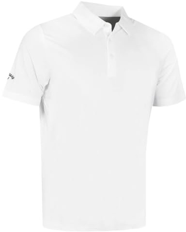 Callaway Mens Emea Solid Polo Shirt, Caviar, 3XL EU Bright White