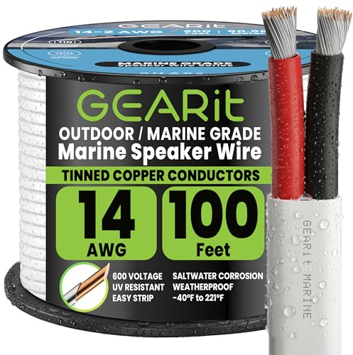 GEARit 14 Gauge Marine Wire, 14/2 AWG Tinned Copper Electrical Wire, 100ft