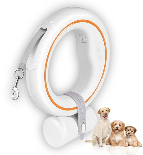 moestar UFO - Correa retráctil para Perro, 360°, sin enredos, Bloqueo de Pausa de Freno con una Sola Mano, Correa Extensible para Perro con Soporte para Bolsa de excrementos, Cinta de Nailon