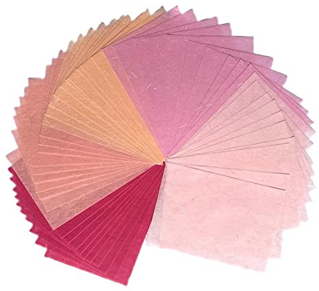 Lot de 50 feuilles de papier washi en fibre naturelle A4 pour loisirs créatifs, origami, fabrication de cartes, loisirs créatifs (ton mariage, A4)