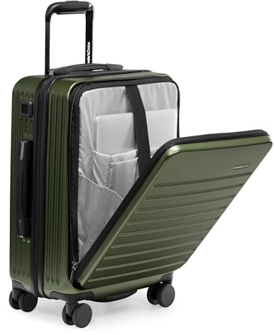 Traveler's Choice Mykel Front Pocket Polycarbonate Hardside Carry-on Suitcase with Sleeve and Ergonomic Handle, Green, Carry-On 22-Inch, Mykel Front Pocket Polycarbonate Hardside Carry-on Suitcase