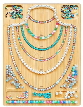 Gotoger 1 STK. Combo-Perlenbrett Perlen-Designbrett in Holzfarbe für die Schmuckherstellung, Perlenplatte