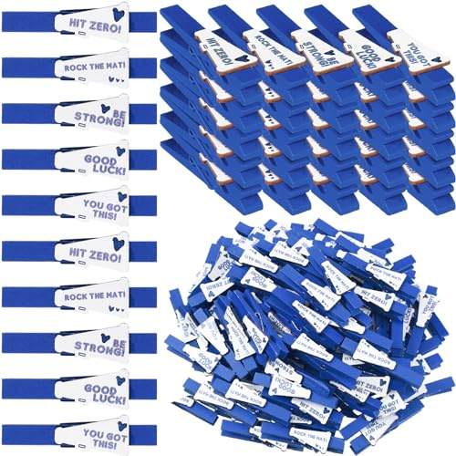 Hoolerry 100 Pcs Cheer Pins Spirit Clips 2.8 Wooden Cheerleading Pins for Backpack Cheer Clothespin Bulk Competition Mini Cheerleader Gift for Team Photo Picture Decoration(Blue)