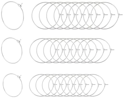 Creol-Hoops örhängen set stora 20/25/30 mm – Huggies kreoler av rostfritt stål örontrådar komponenter örhänge-krokar hantverk tillbehör tråddäck vin glas charm ämnen för kvinnor