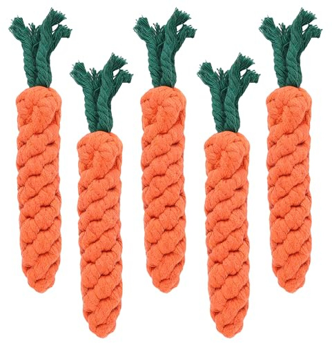 YiliYa 5 Pezzi Gioco per Cani in Corda Intrecciata Carota,Giocattolo da Masticare con Materiale di Cotone Tiro Alla Fune Interattivo Cane Treccia per Cuccioli di Piccola Taglia Media