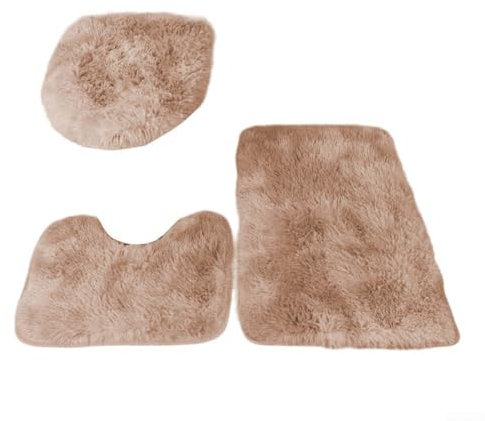 Set di 3 tappeti da bagno in morbida microfibra, antiscivolo, per la massima sicurezza e comfort nel tuo bagno, colore: marrone