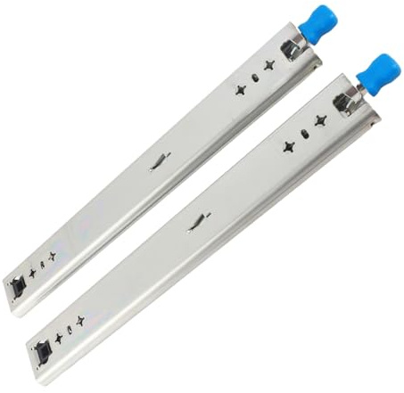 FTVOGUE Guida per Cassetto con Chiusura per Carichi Pesanti, Guida per Armadio con Cuscinetto Ispessito a 3 Sezioni in Acciaio Laminato a Freddo, Estensione Completa 400 Mm per Auto Modificata